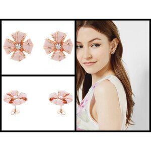💕TED BAKER LONDON💕 Rosetta Pink Enamel Rosette Earrings Rose Gold NWT